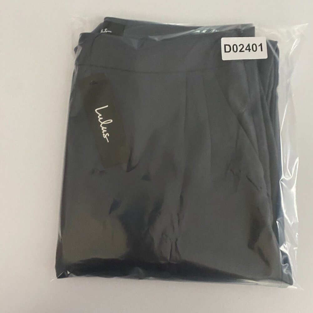 Lulus Kick It Black High-Waisted Trouser Pants Size Large Gray Dress Pant Chic - Picture 12 of 12